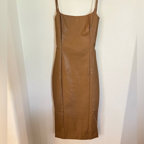 NWT Meshki Celine Faux Leather Midi Dress - Picture 3 of 6